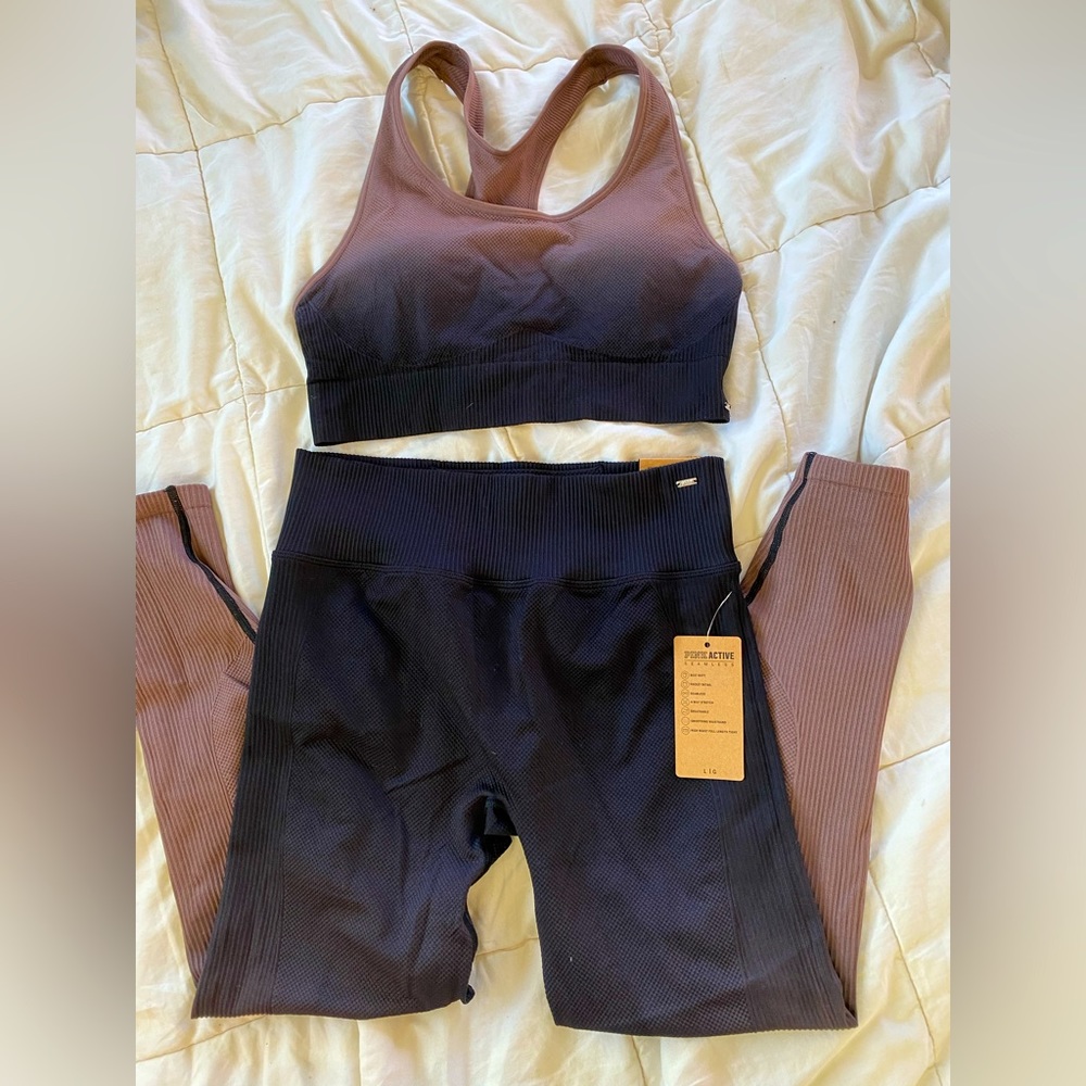 VS Pink ombré leggings and matching sports bra